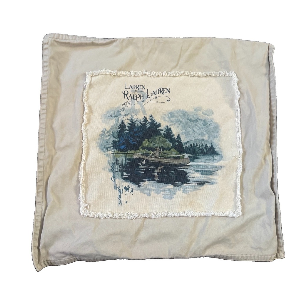 Lauren Ralph Lauren Lake Fishing Landscape Throw Pillow Cover 18.5"x17"